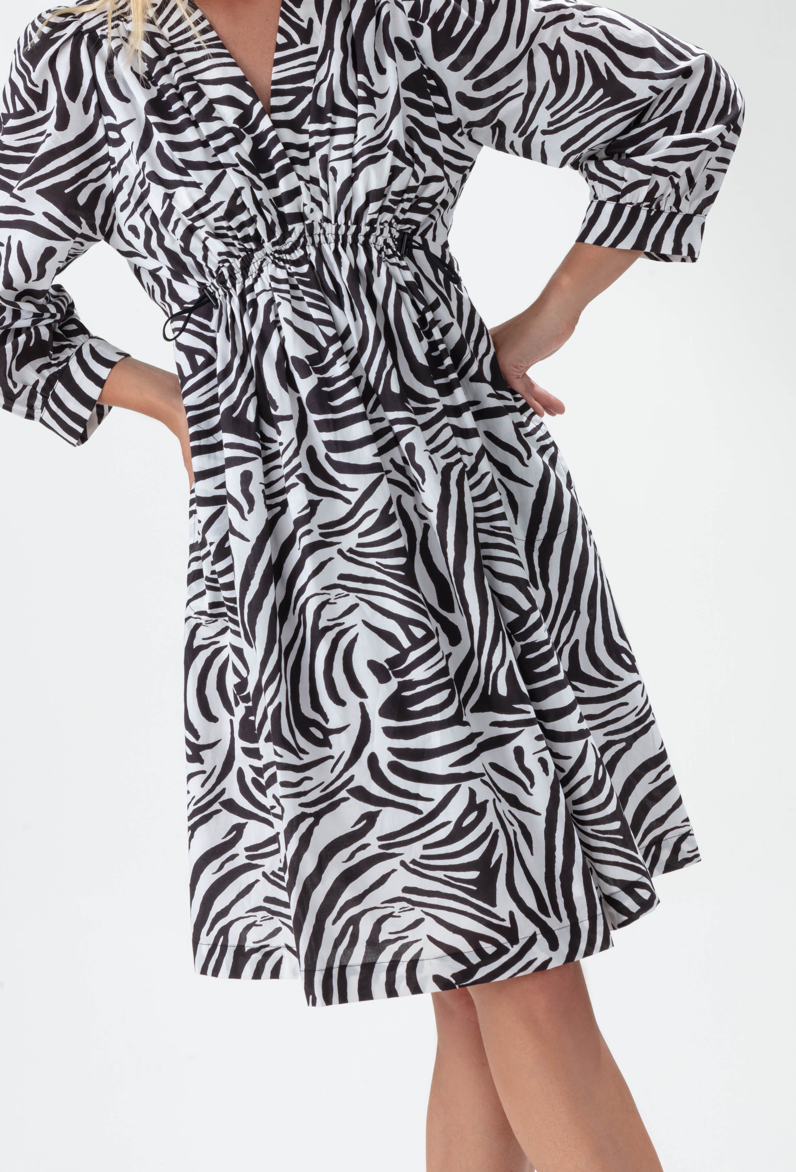 zebra dress long sleeve print Keli Color:Brown Linen Cinco_De_Mayo_Dress Light Blue Oasis Satin