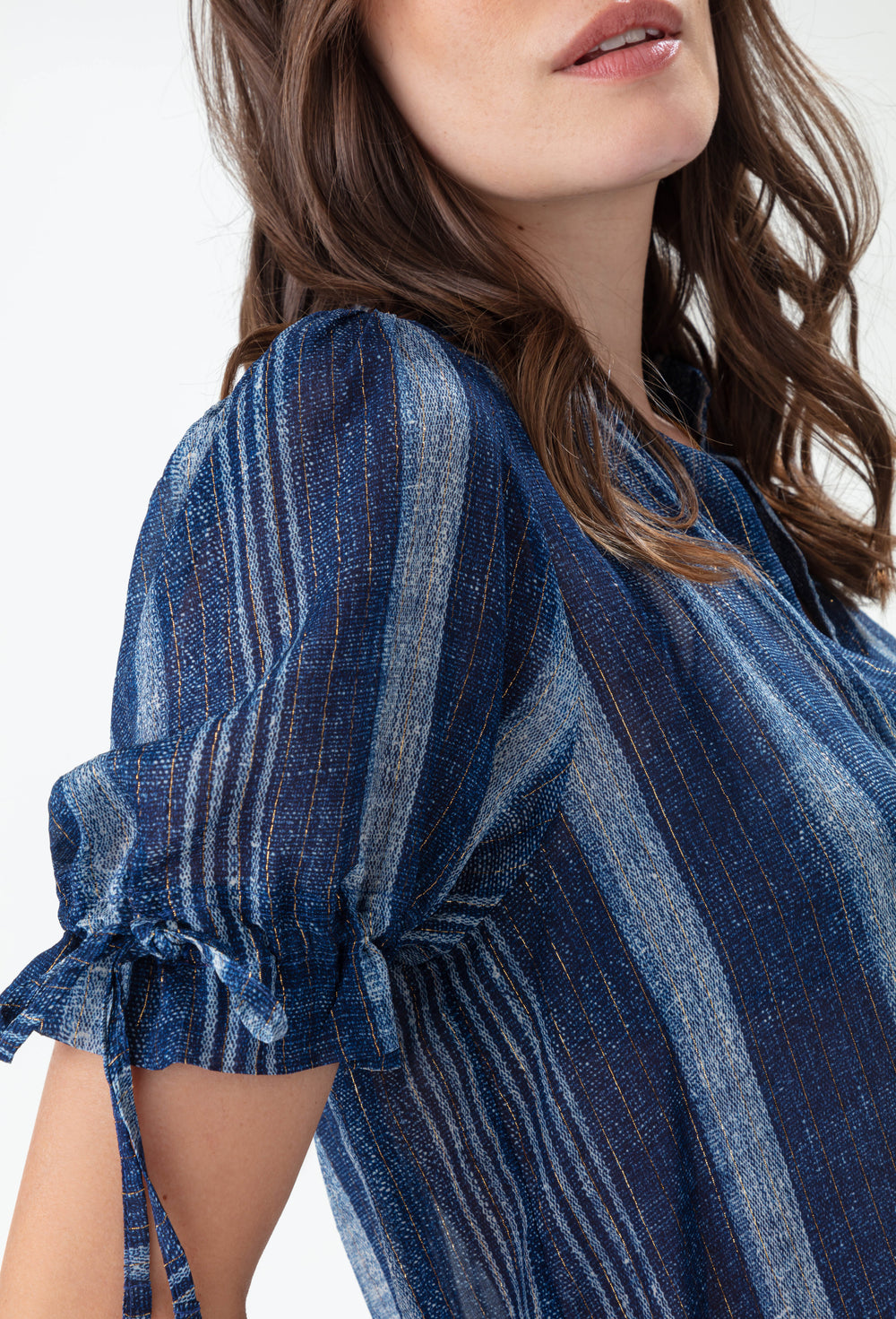Chemise Lagon à rayures saphir et gold 2