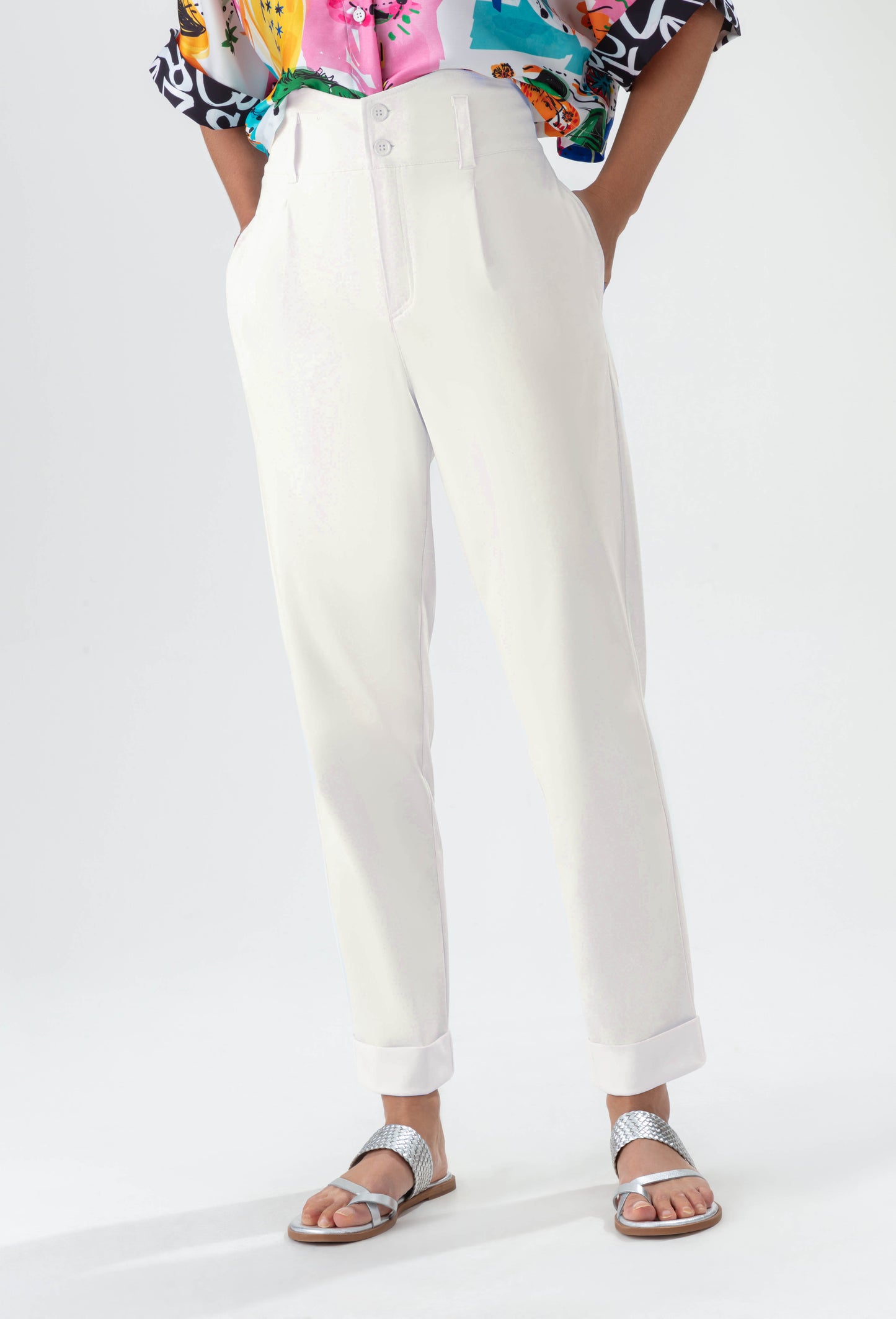 Pantalon Planète blanc en jersey technique 1