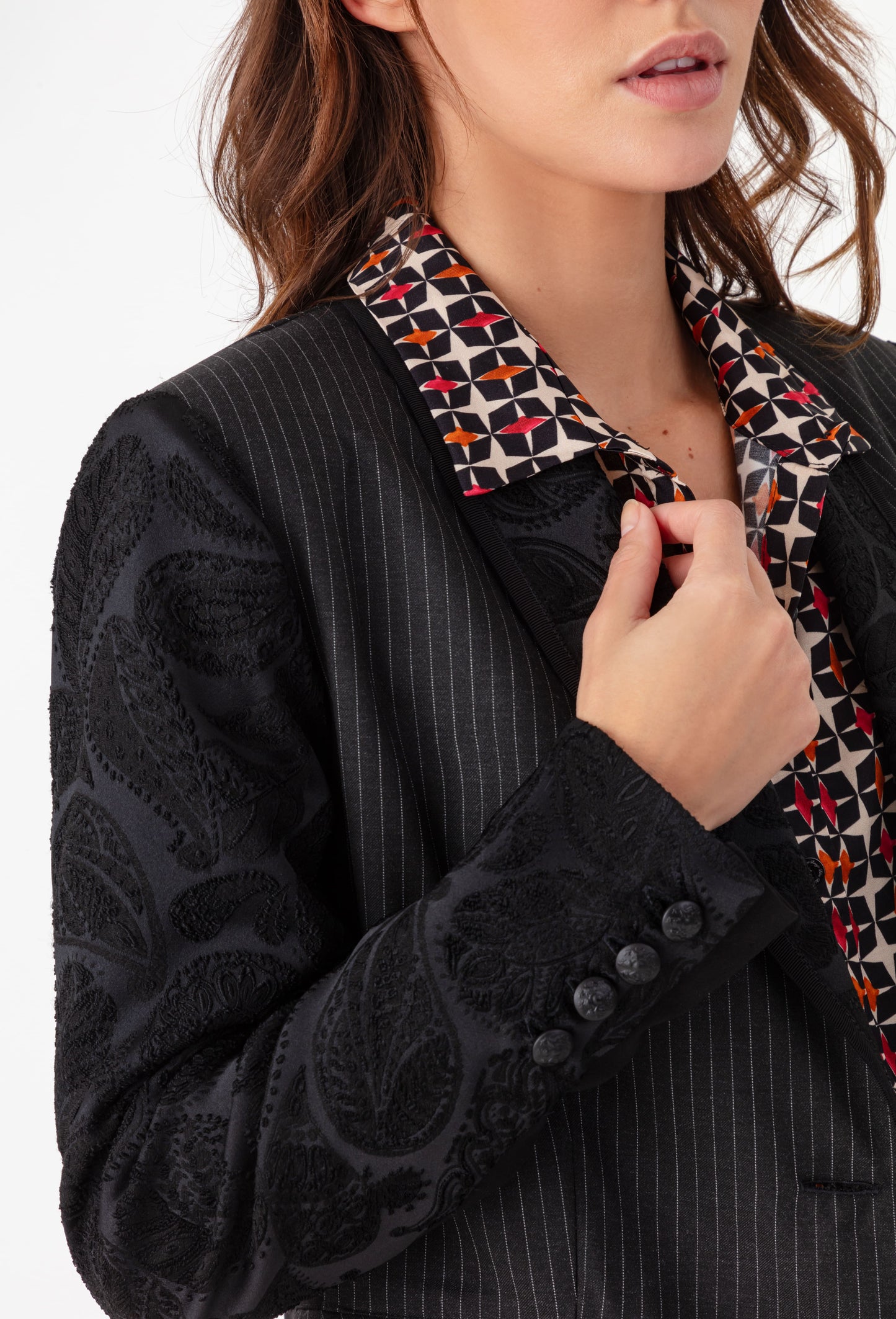 Veste de tailleur Salomé noir bi-matière 3