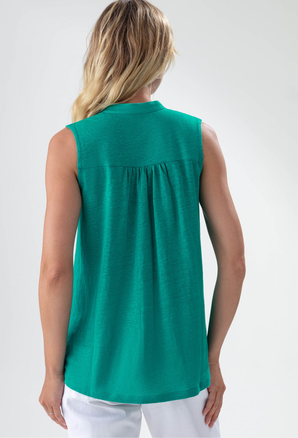 Top Trèfle Turquoise 100% lin 3