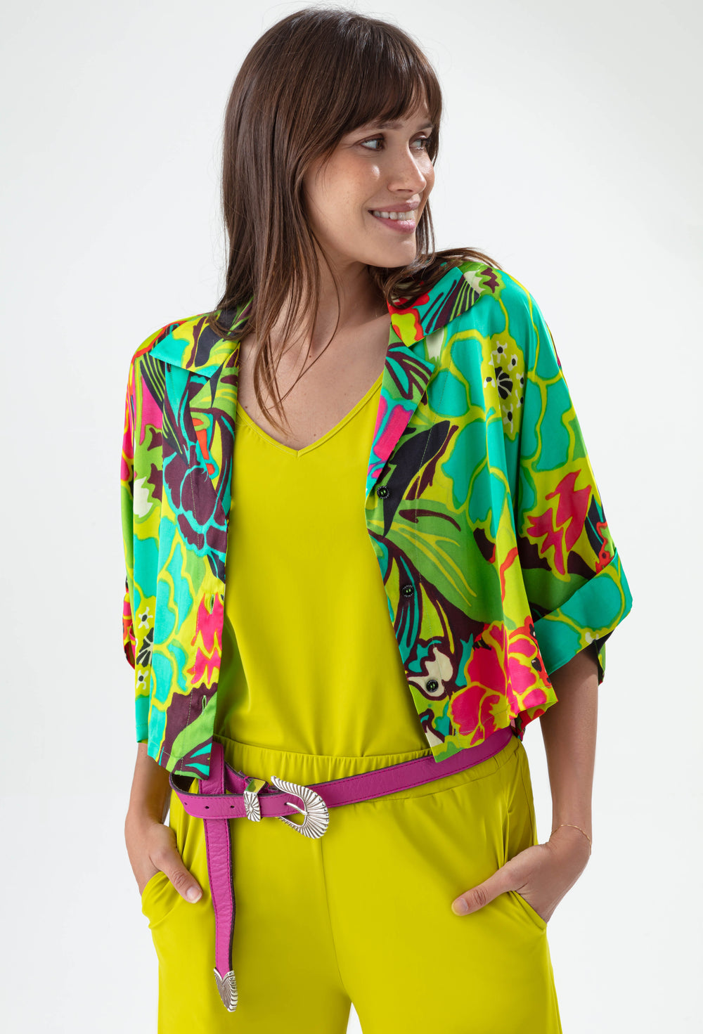 Chemise Cosmo  imprimé tropical 2