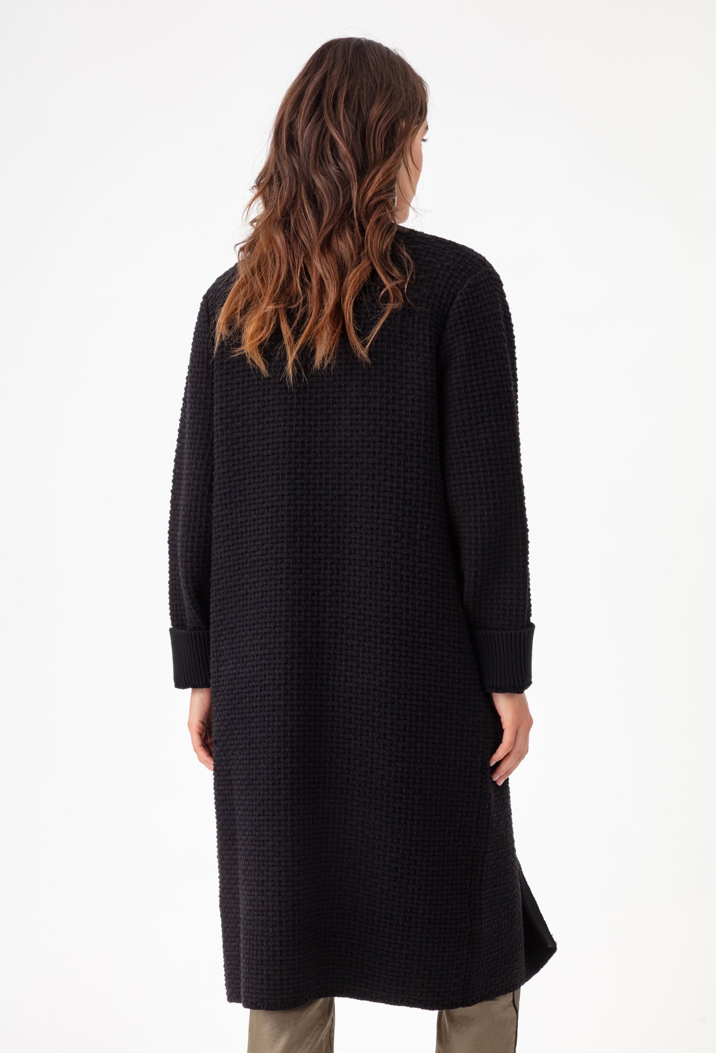 Gilet long Valeriane noir en maille 2