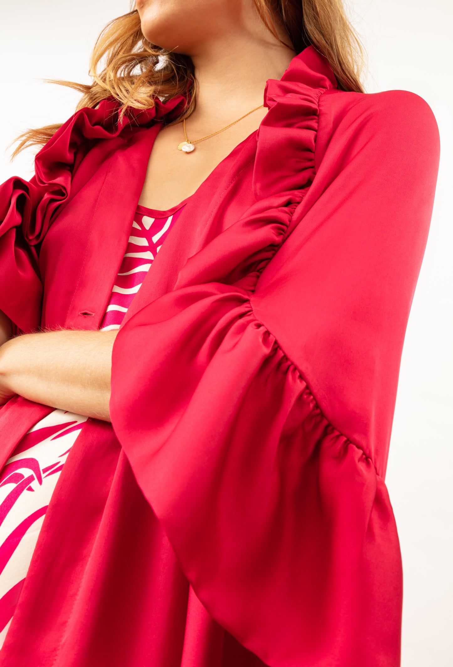 Gilet long Adelia fuchsia 4