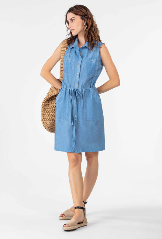 Robe chemise Bianca en jersey technique denim 5