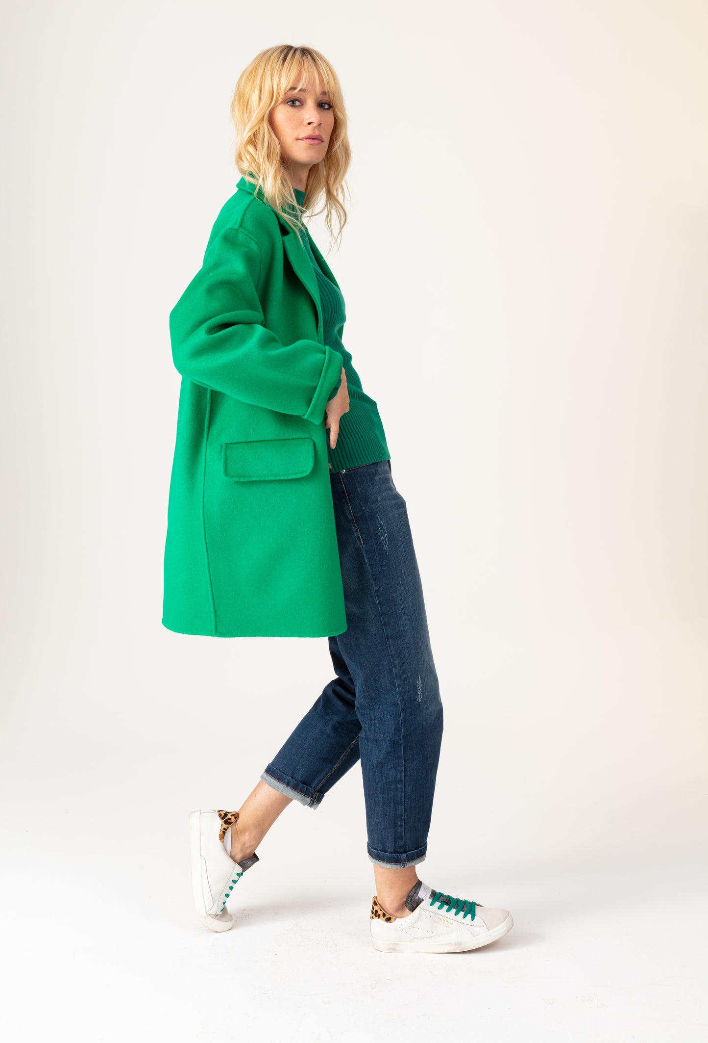 Manteau double face Amalia vert 100% laine 6