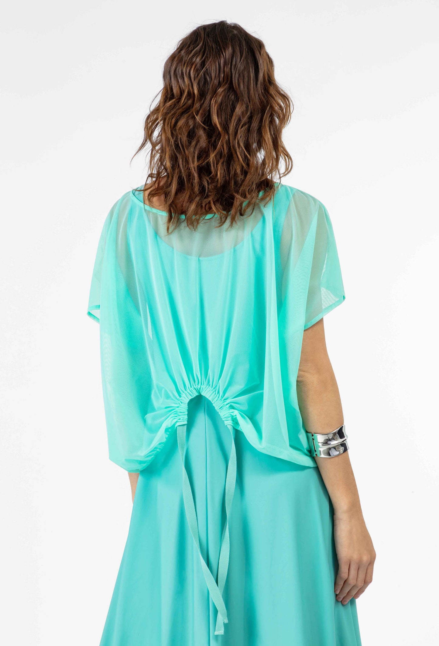 Top cropped Alicia en résille turquoise 3