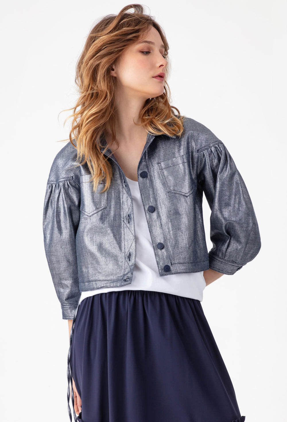 Blouson lamé argent Selene 7