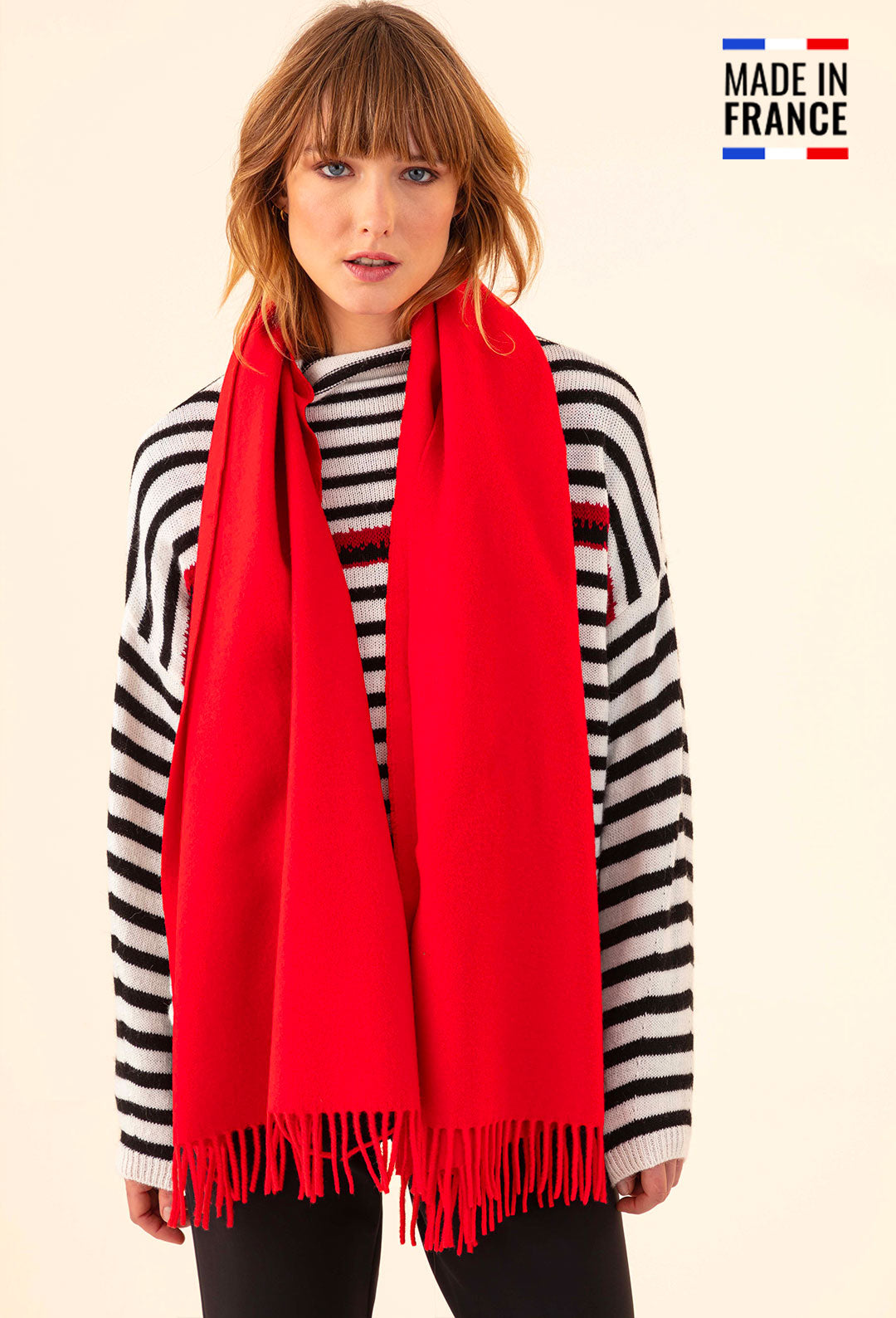 Echarpe Sandra rouge 100% laine Made in France 1