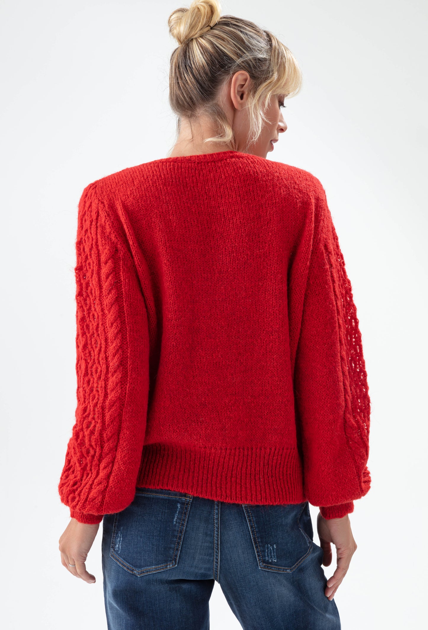 Pull col V Grace rouge 20% laine 2