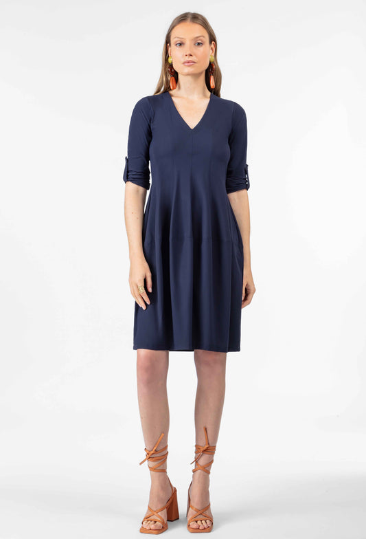 Robe midi Lyana en jersey technique marine 4