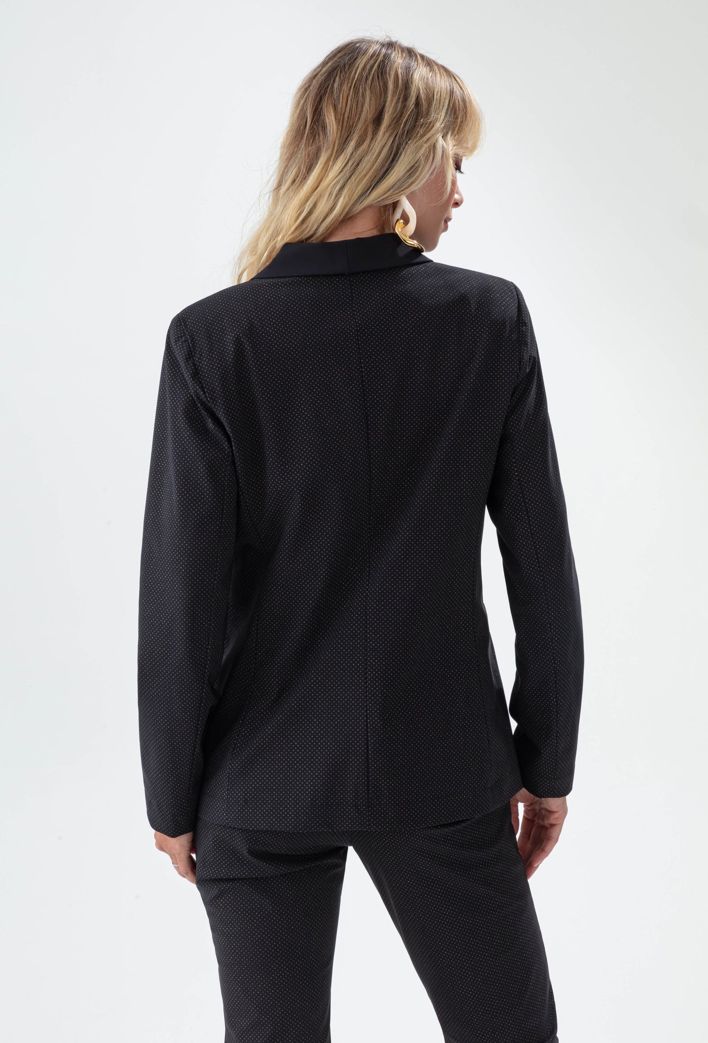 Veste Santa en jersey technique noir et pois doré 3