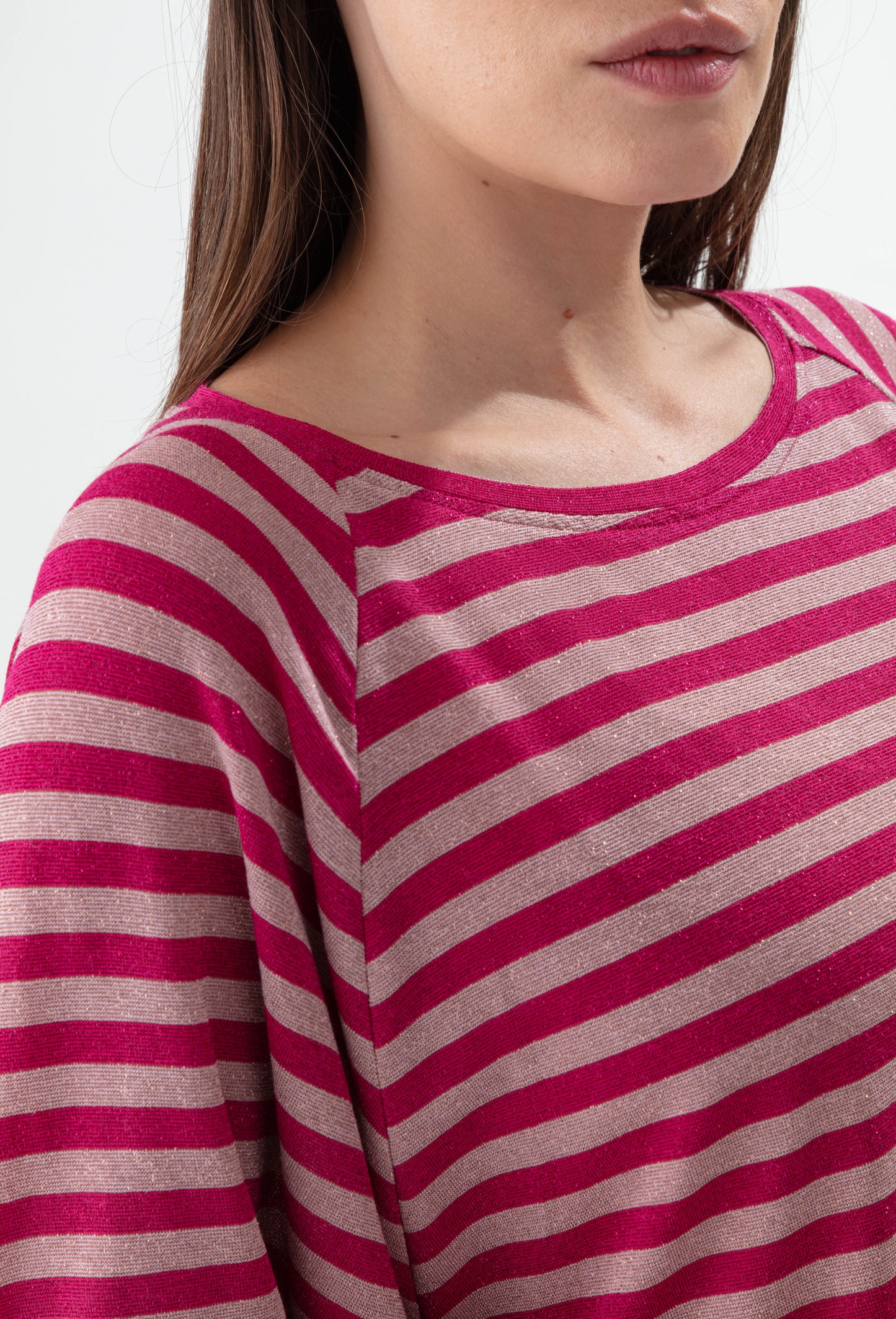 Pull mariniere Colada à rayures rose/lurex 2