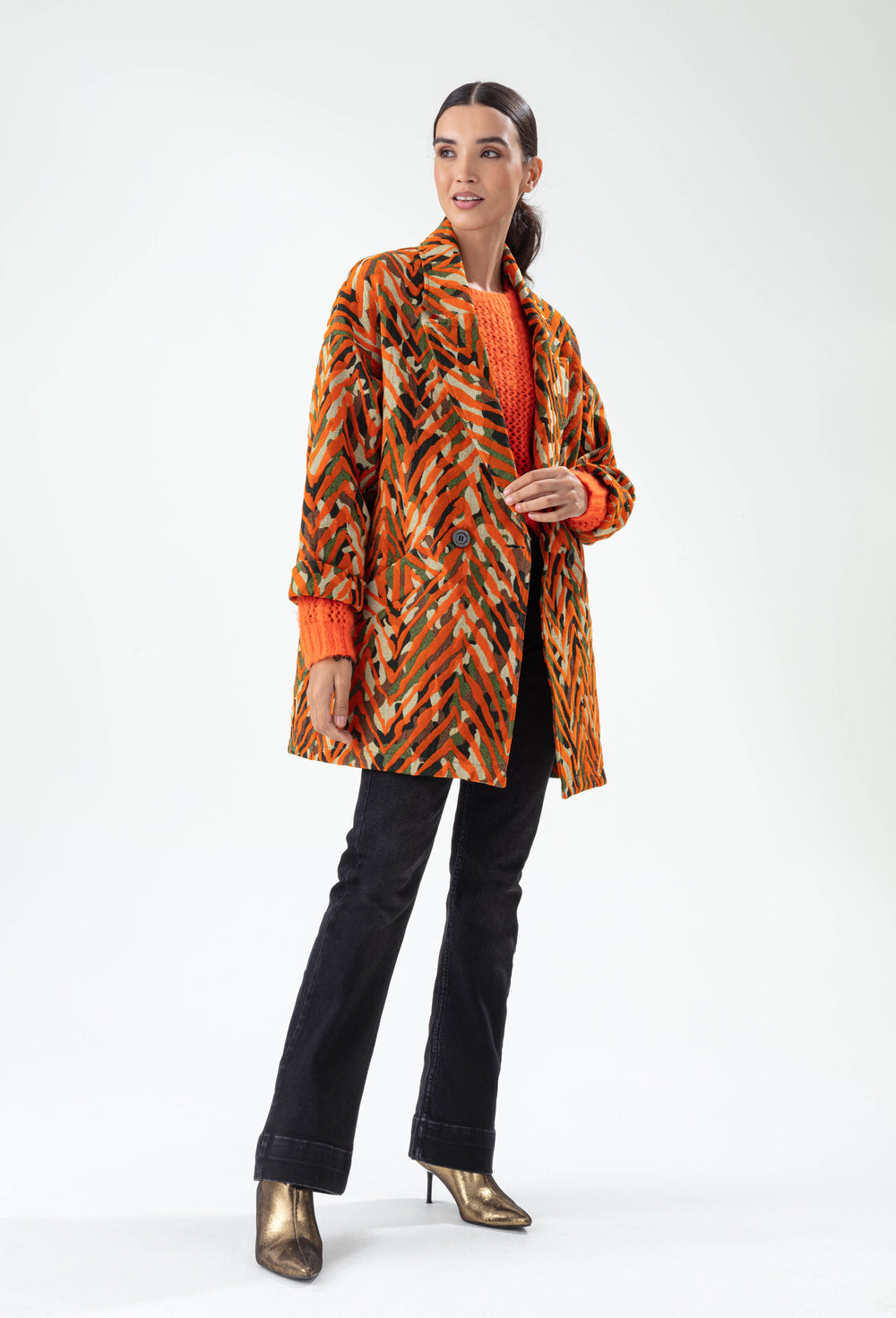 Manteau Muse zébré orange 7
