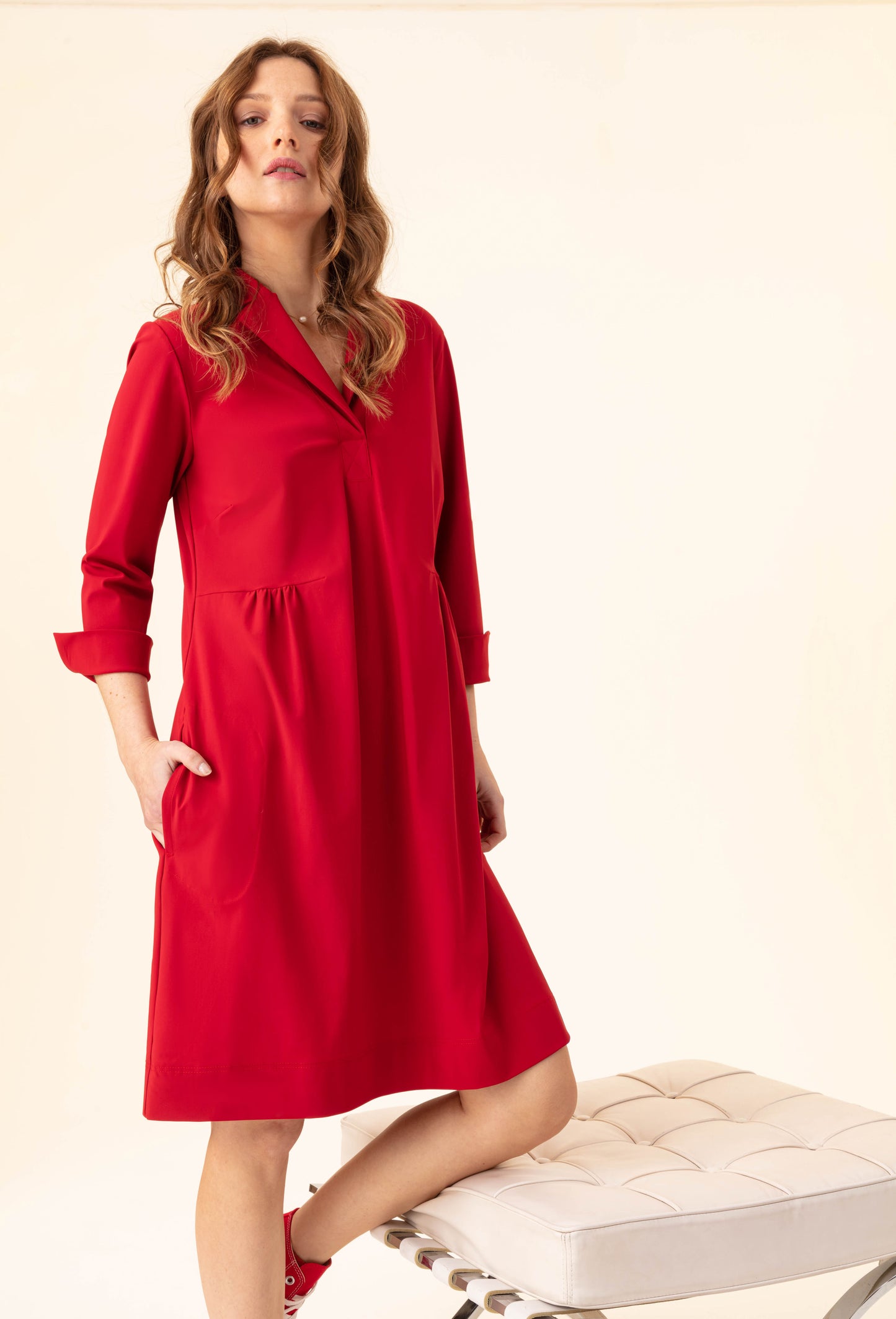 Robe Fox rouge en jersey technqiue 3