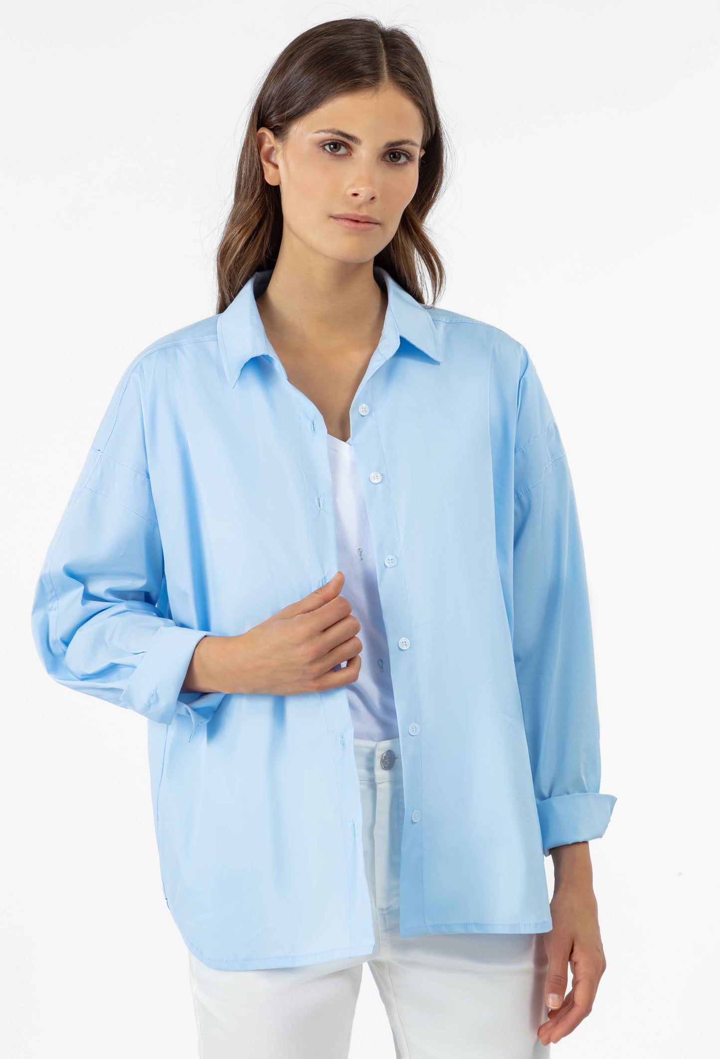 Chemise oversize Charlie en coton bleu 1