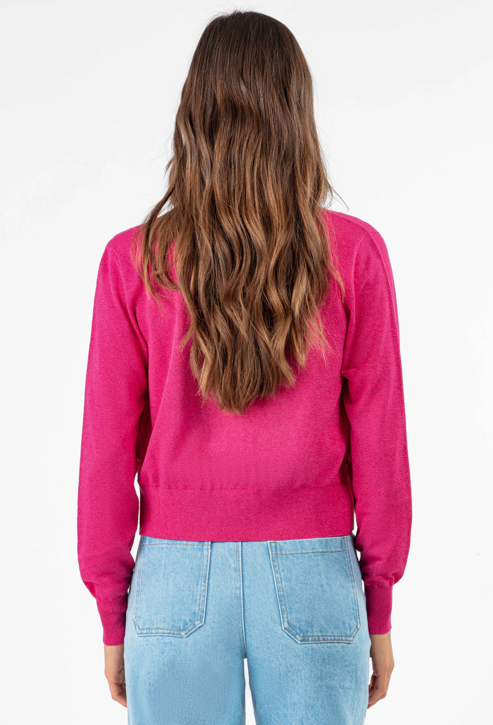Gilet court Alix en maille fuchsia 3
