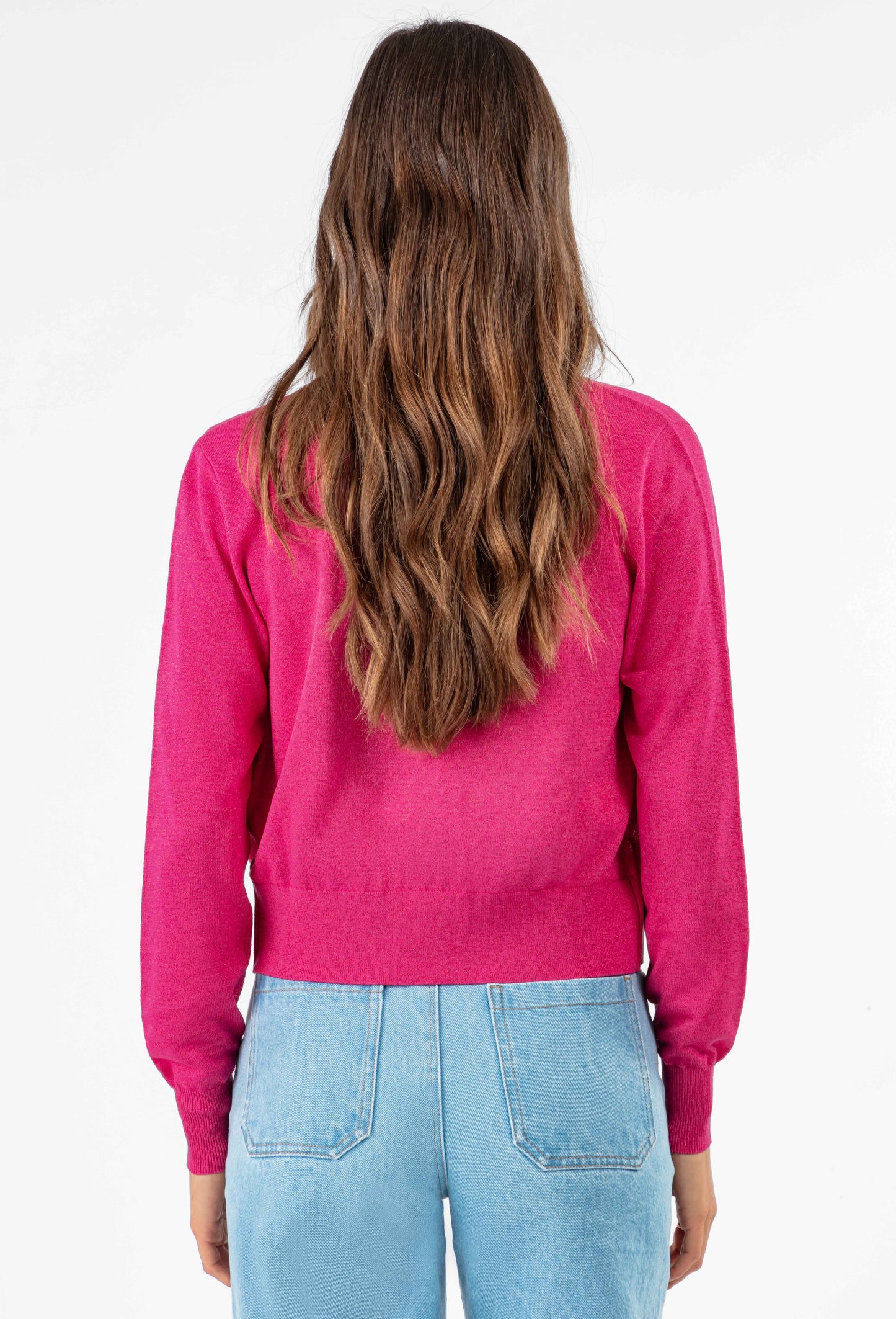 Gilet court Alix en maille fuchsia 3