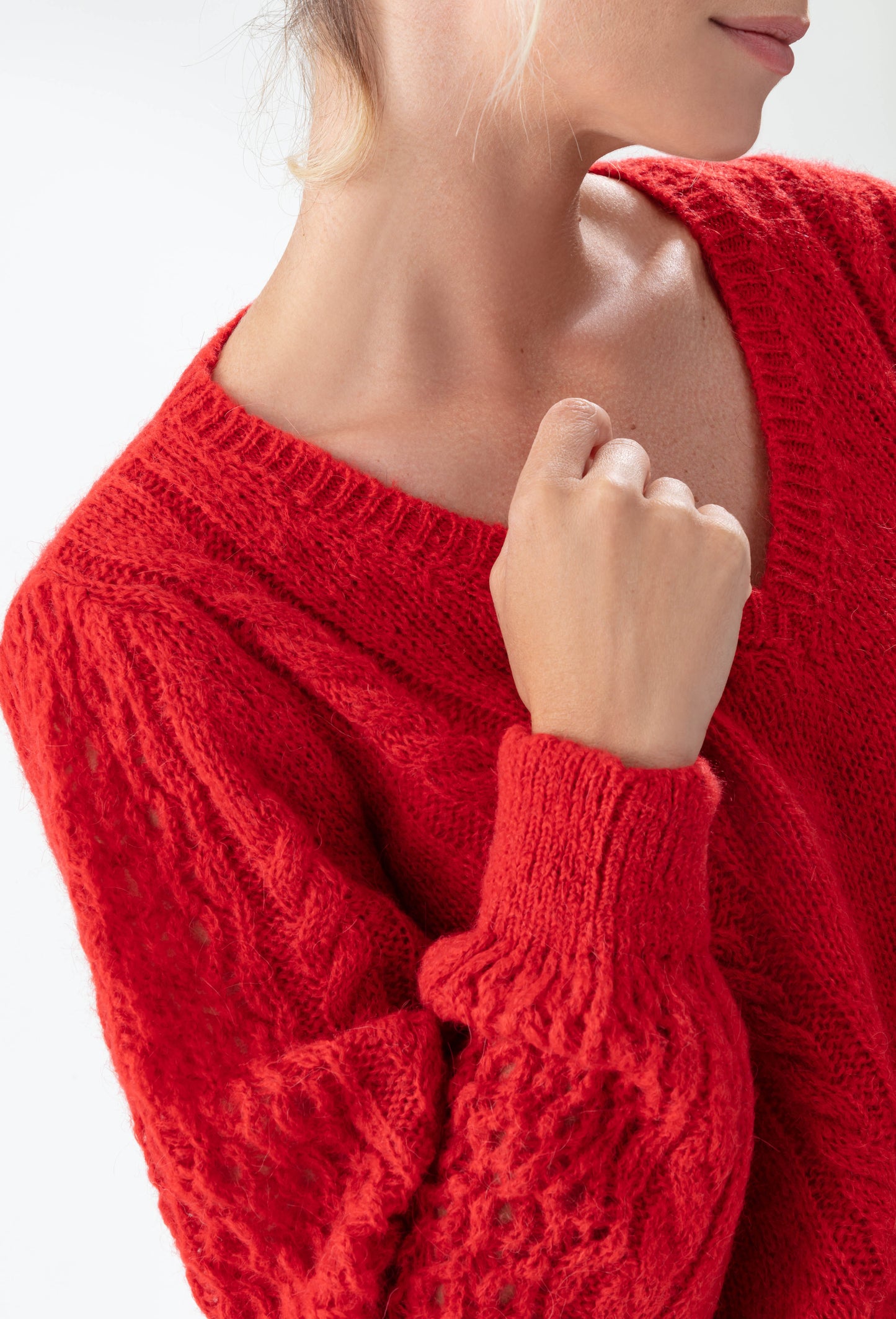 Pull col V Grace rouge 20% laine 3