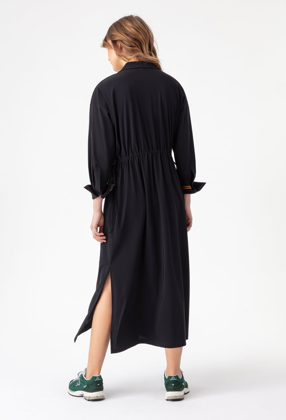 Robe longue Rhea noire en jersey technique 4