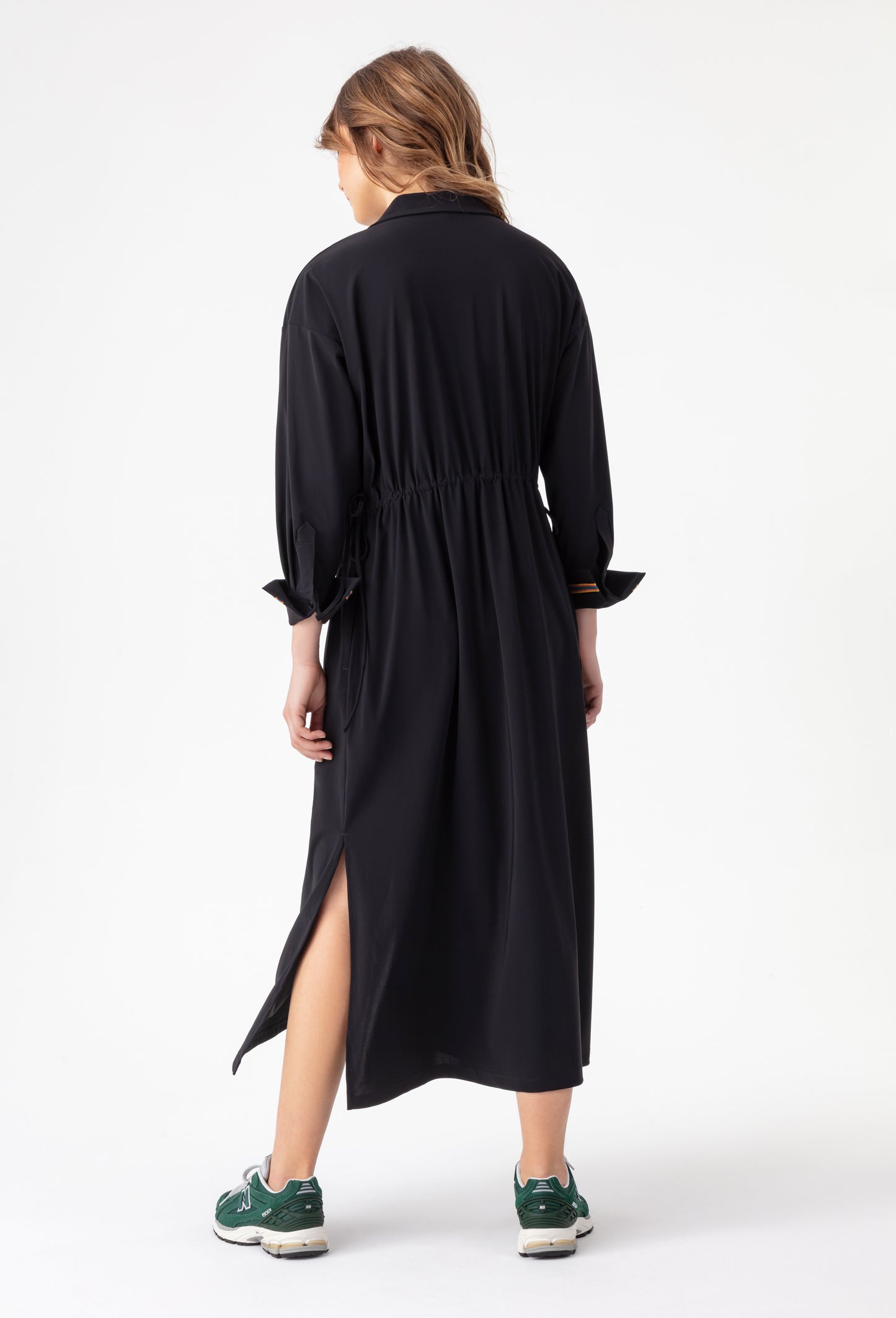 Robe longue Rhea noire en jersey technique 4