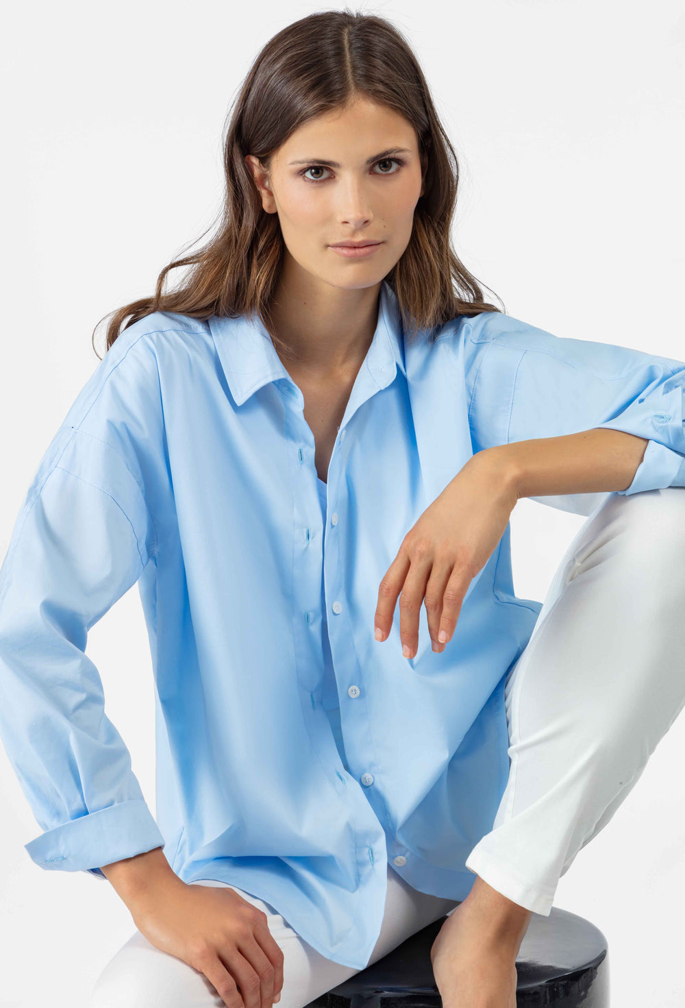 Chemise oversize Charlie en coton bleu 5