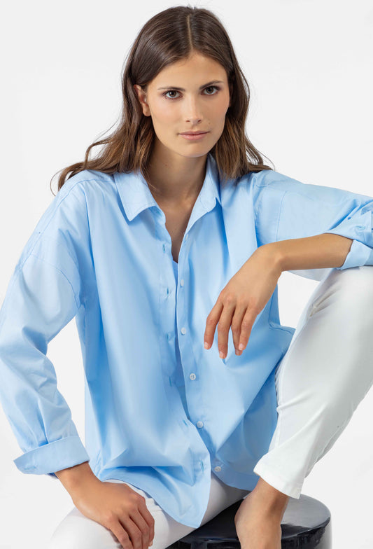 Chemise oversize Charlie en coton bleu 5