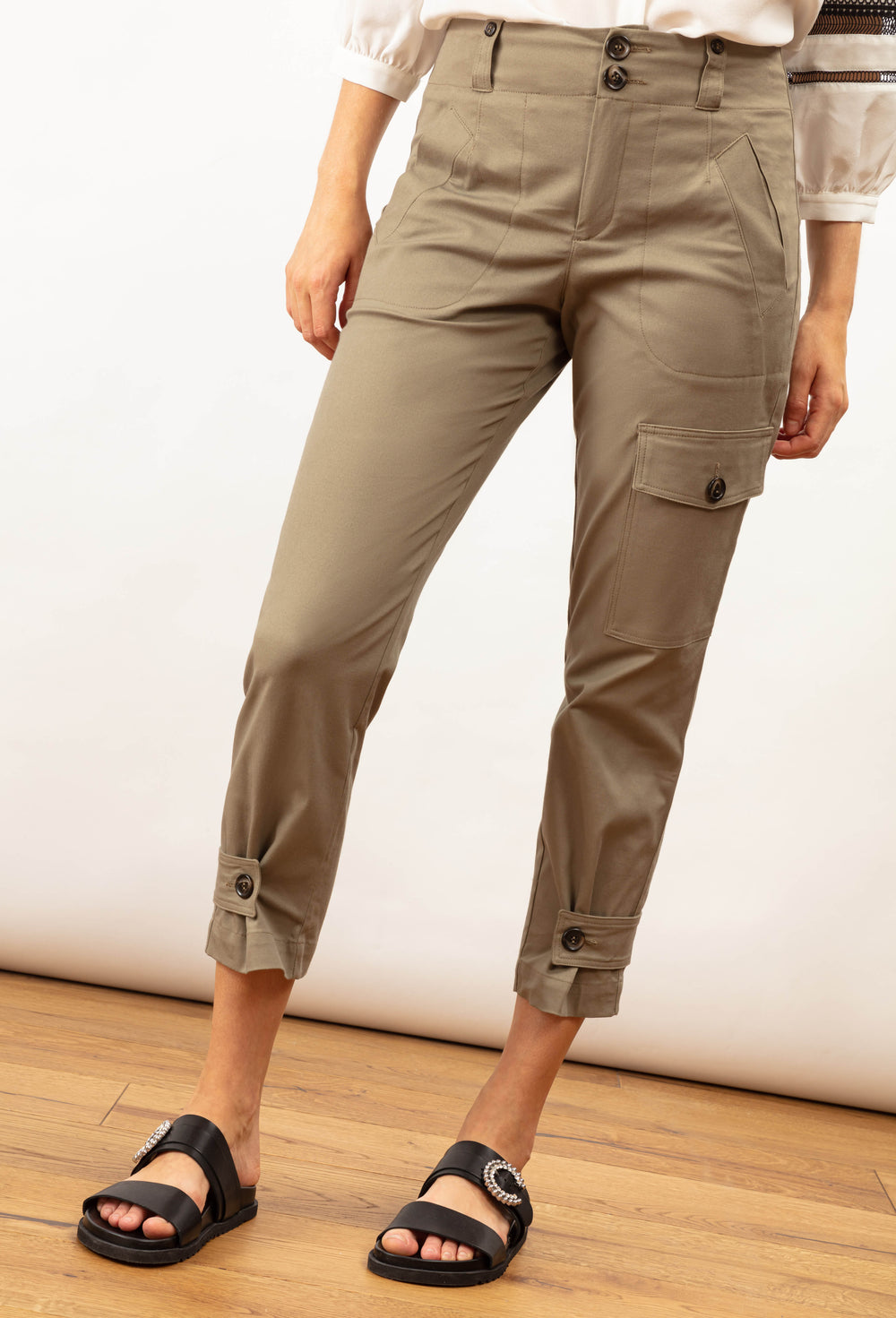 Pantalon Pascal kaki en coton 1