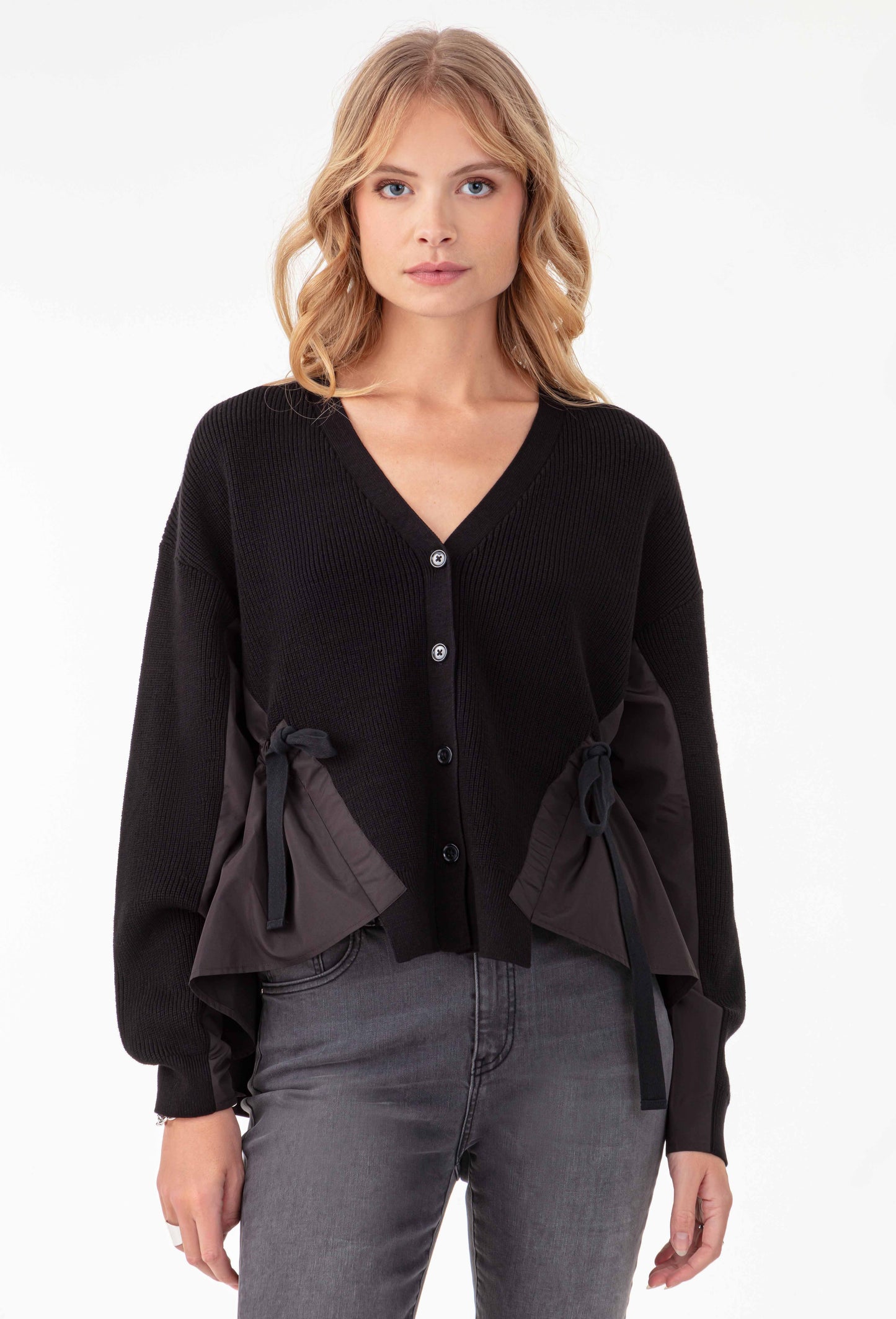 Gilet court Edith noir bi-matière 3