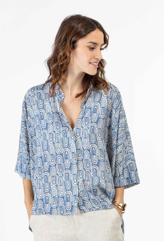 Chemise cubique Elynie en satin 1