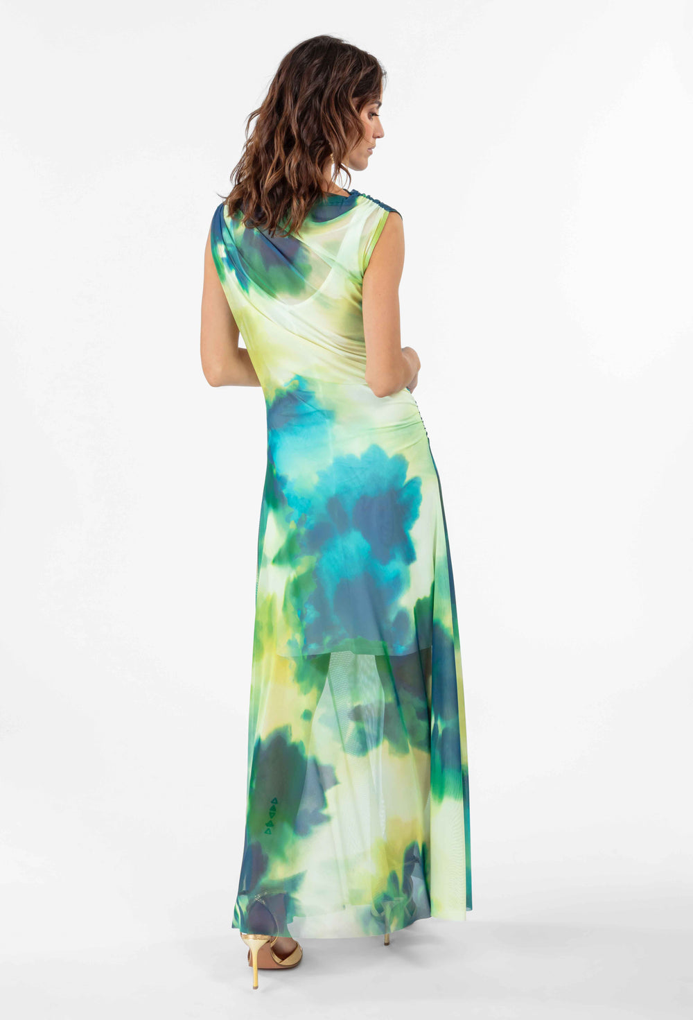 Robe longue Maya en résille imprimée 3