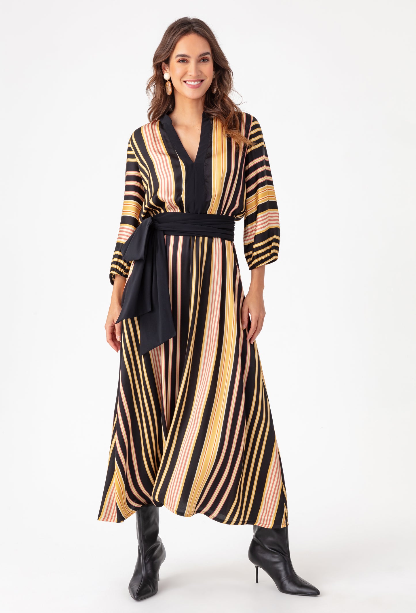 Robe longue ceinturée Narcisse 1