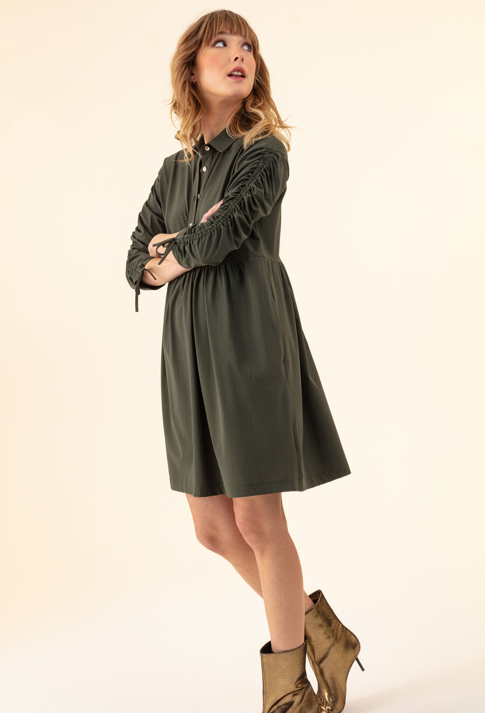 Robe Billy kaki en jersey technique 1