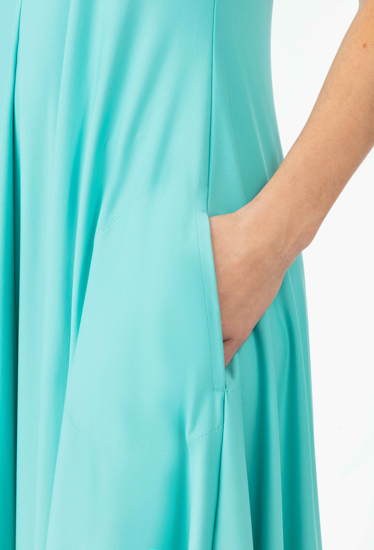 Robe longue Lara en jersey technique turquoise 3