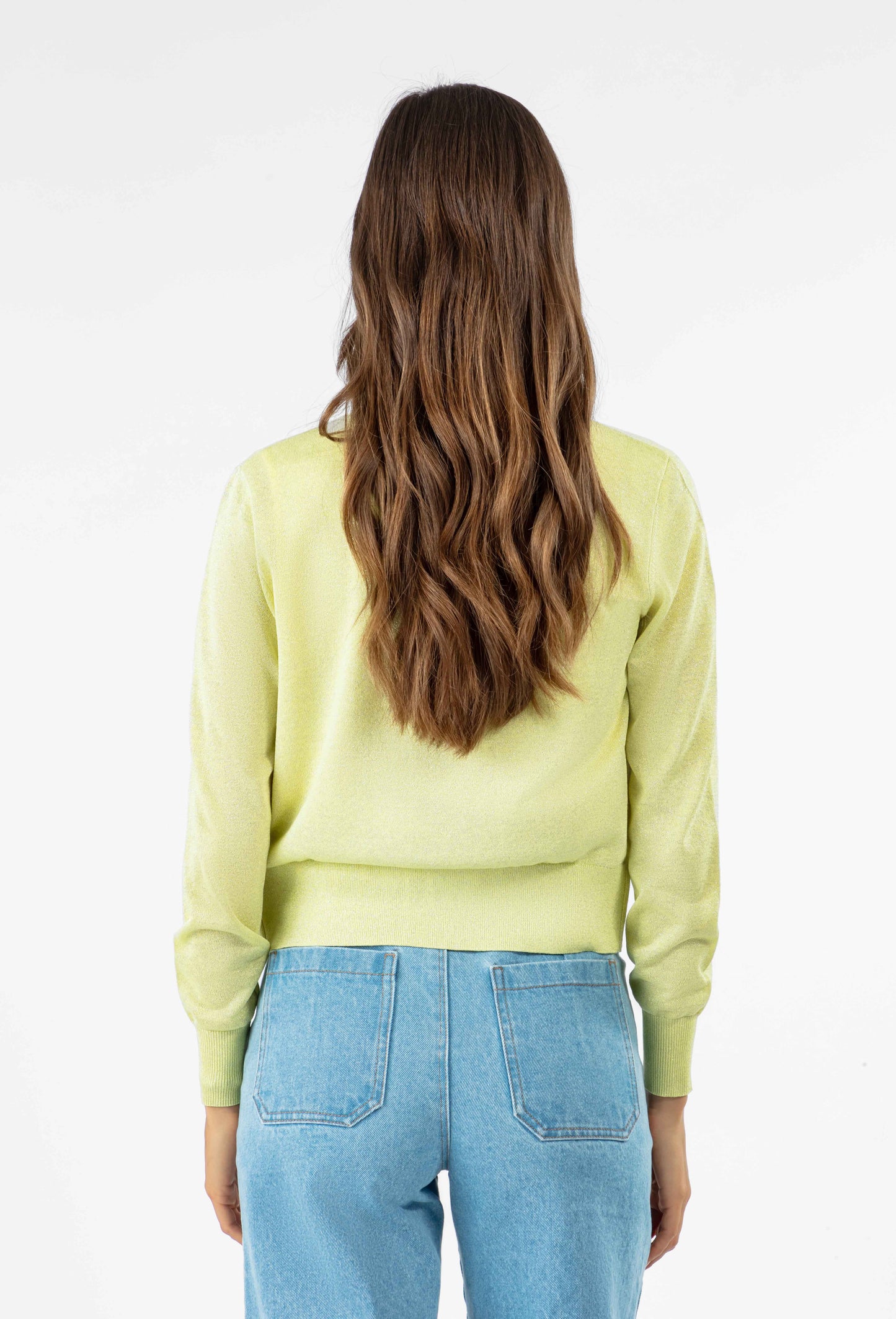 Gilet court Alix en maille jaune 3