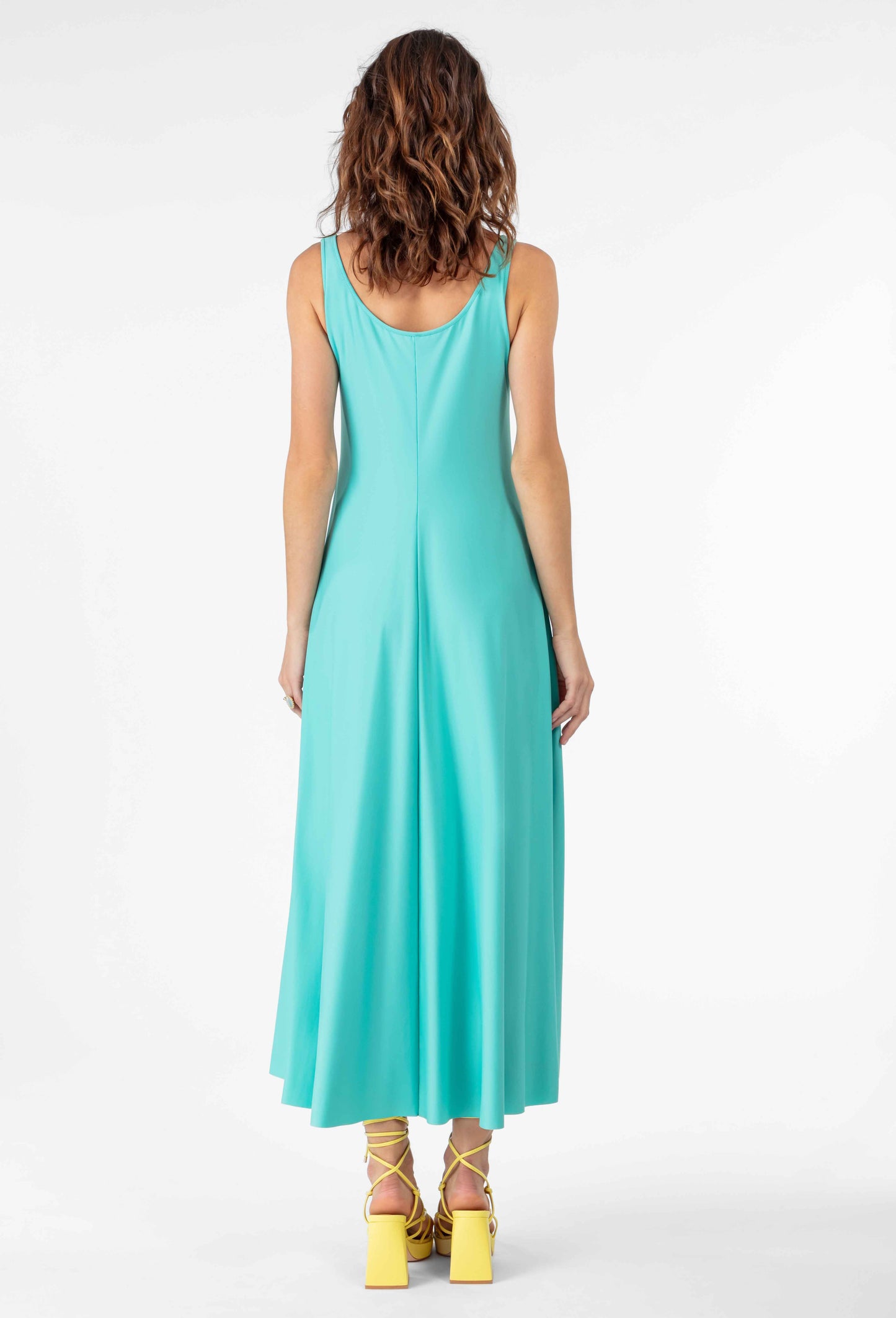 Robe longue Lara en jersey technique turquoise 5