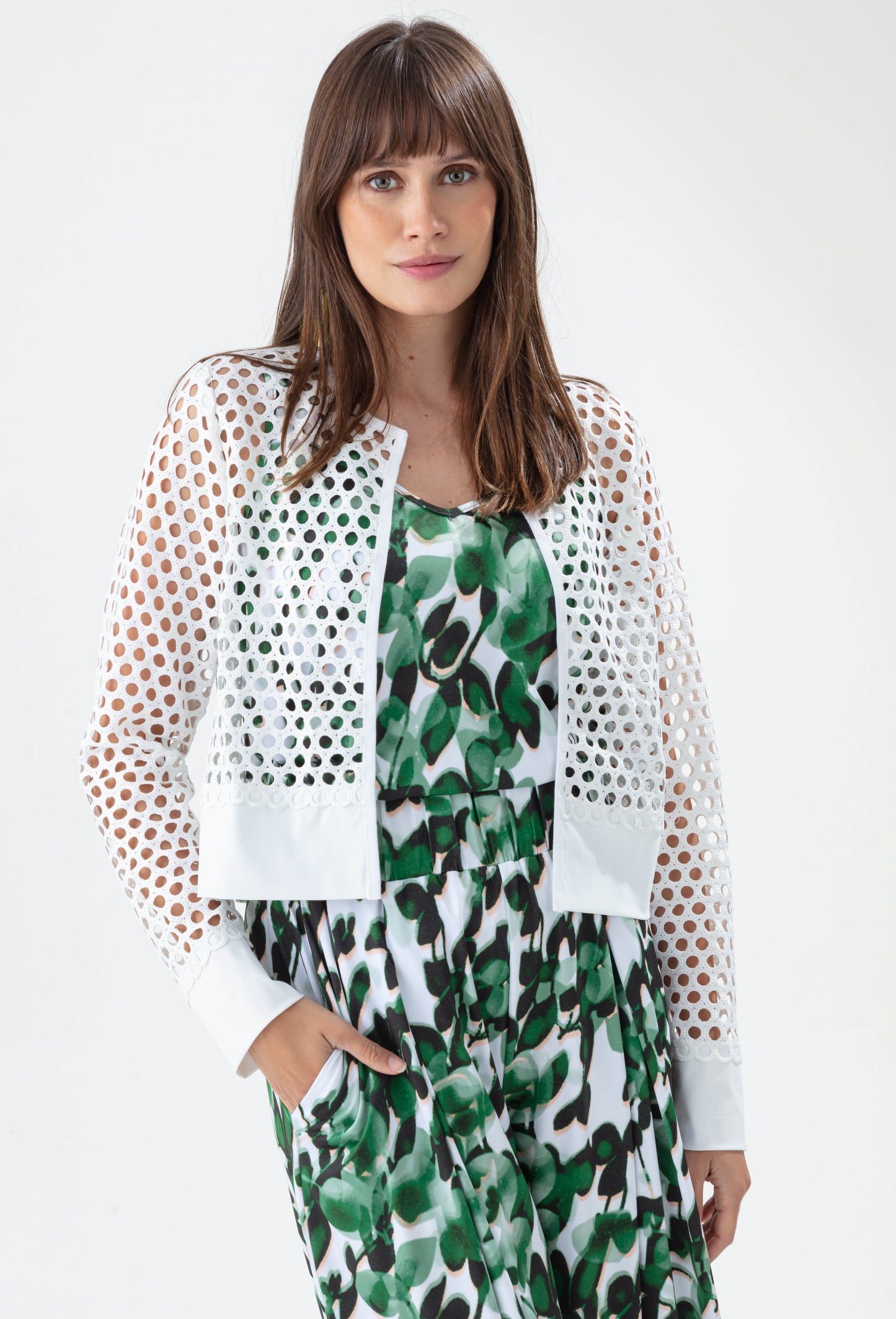 Veste filet Lichen en jersey technique blanc 1