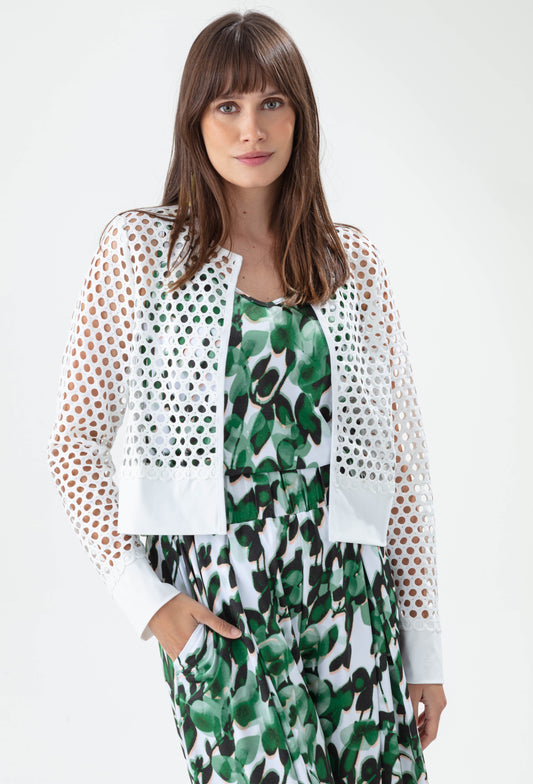 Veste filet Lichen en jersey technique blanc 1