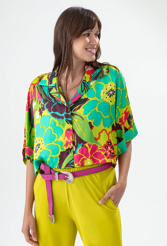 Chemise Cosmo  imprimé tropical 1