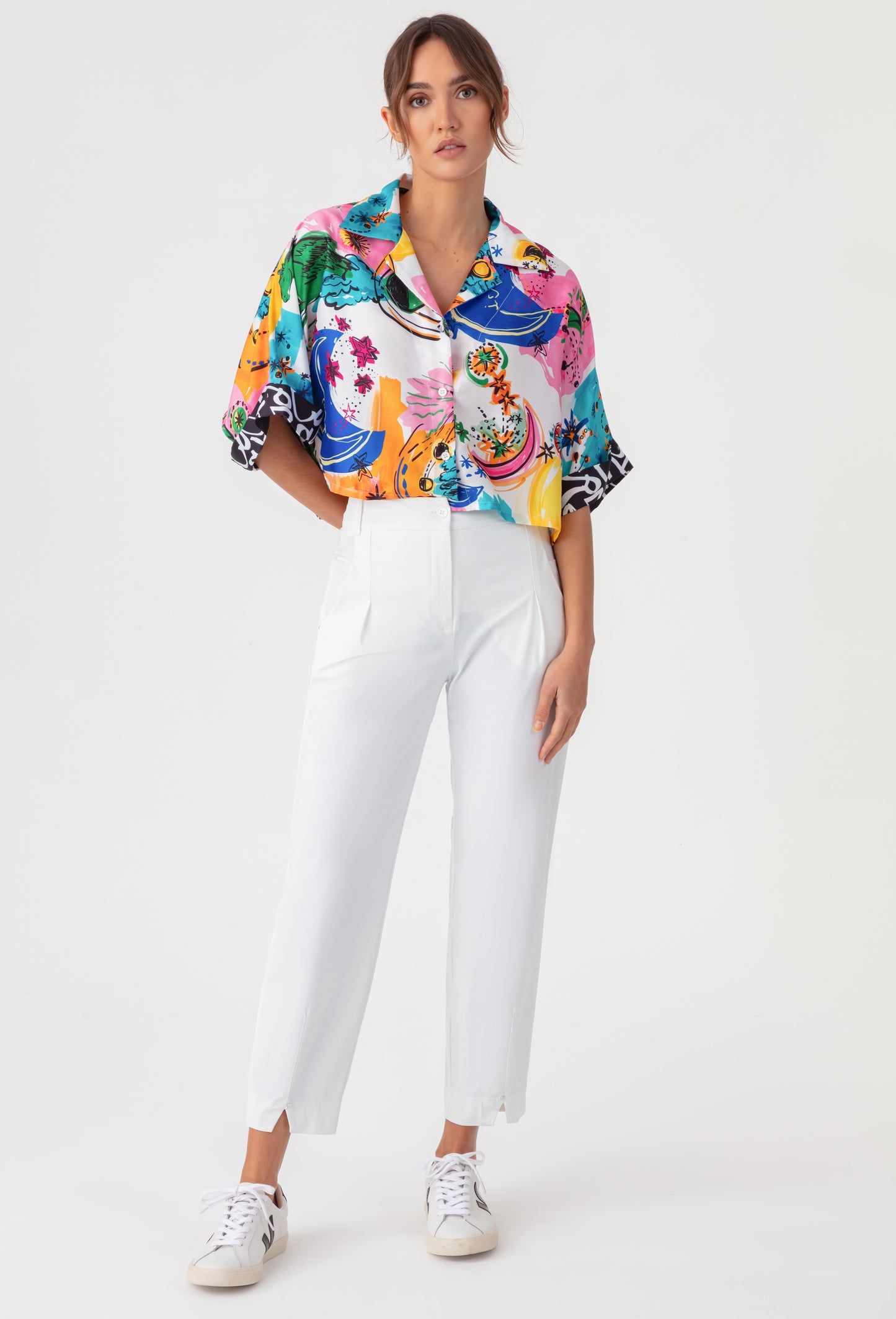 Pantalon Jalia blanc en jersey technique 1