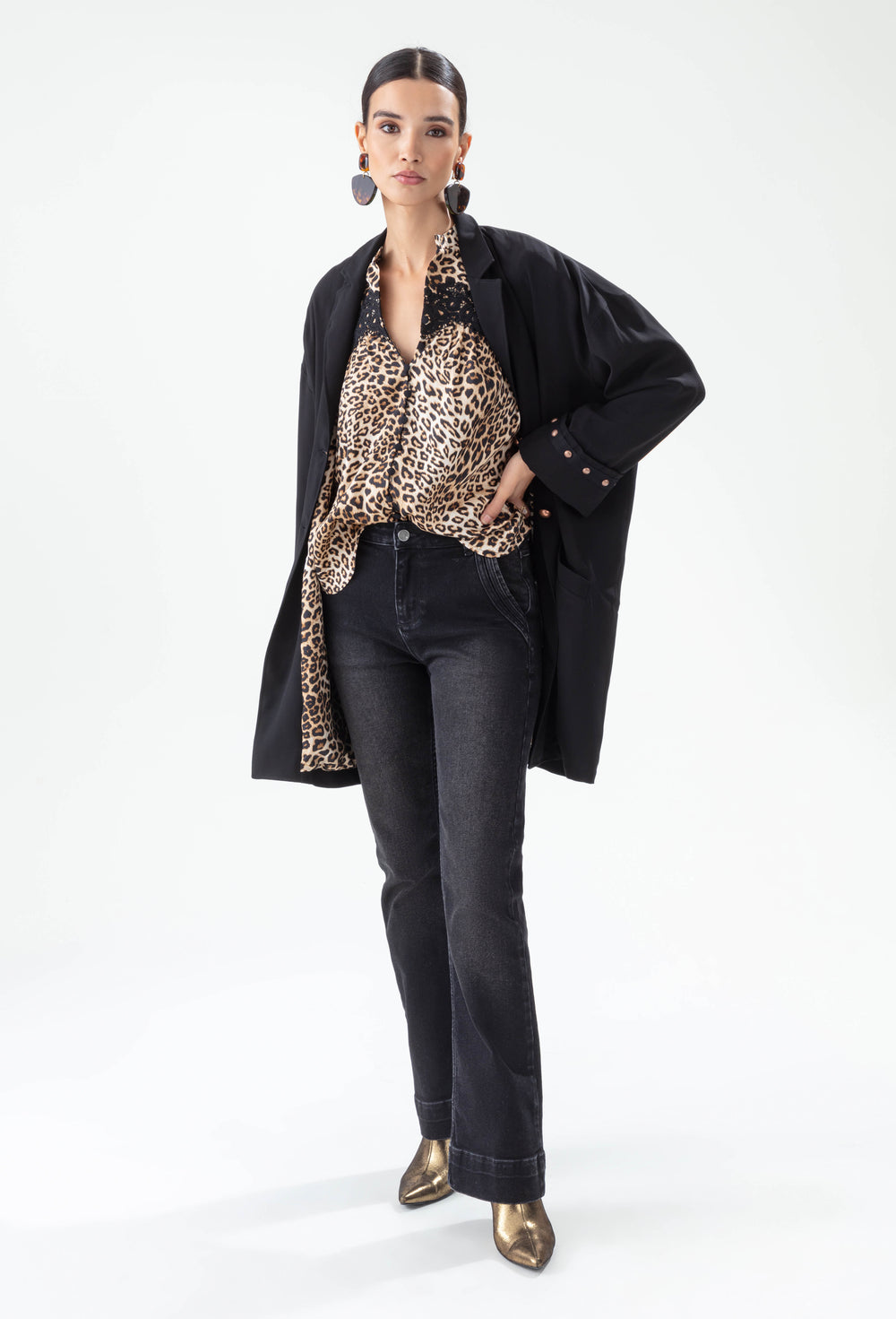 Veste mi-saison Panthera noir avec doublure léopard 2
