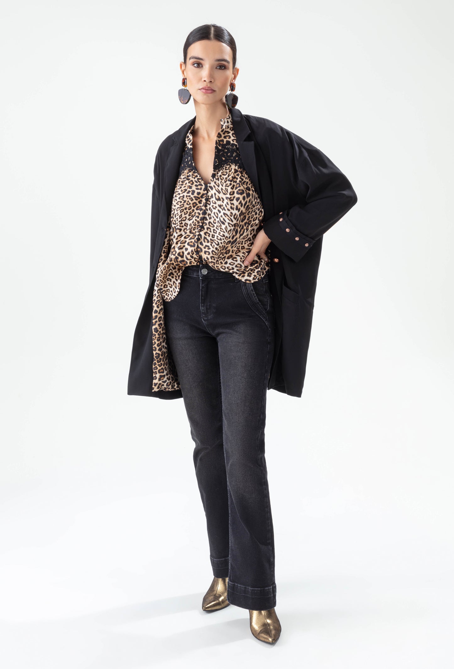 Veste mi-saison Panthera noir avec doublure léopard 2
