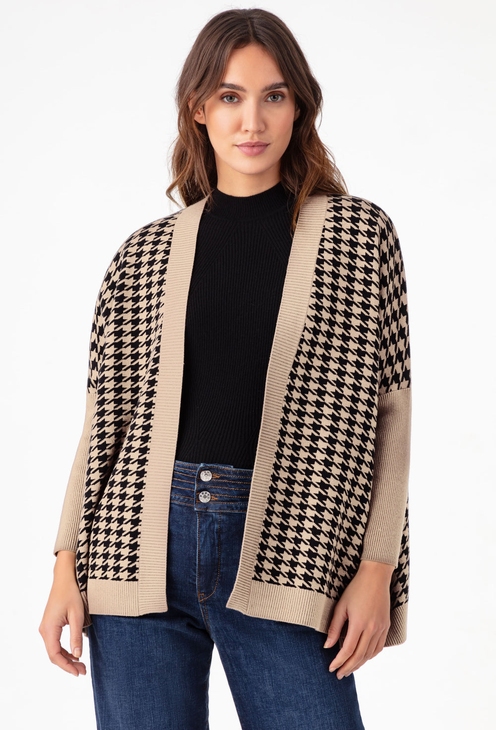 Gilet ample Esteban pied de poule en maille 1