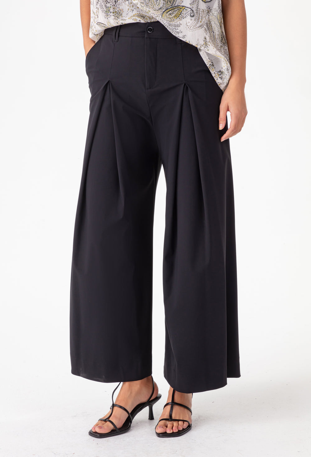 Pantalon kanti coupe large noir en jersey technique 2