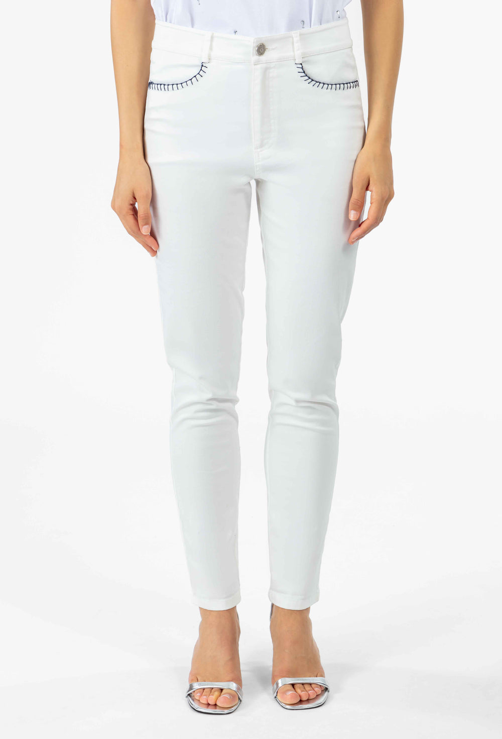Pantalon slim Zach en coton stretch blanc 2