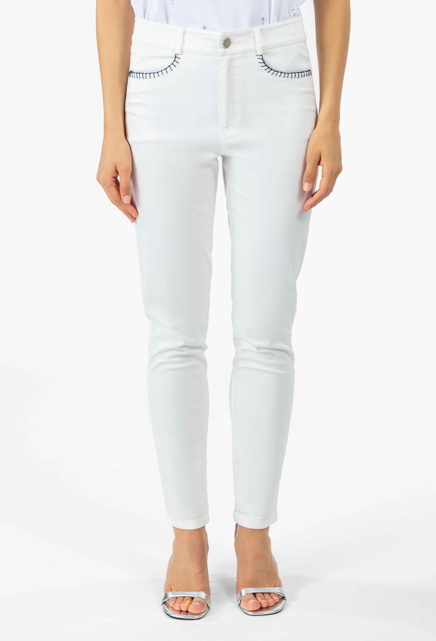 Pantalon slim Zach en coton stretch blanc 2