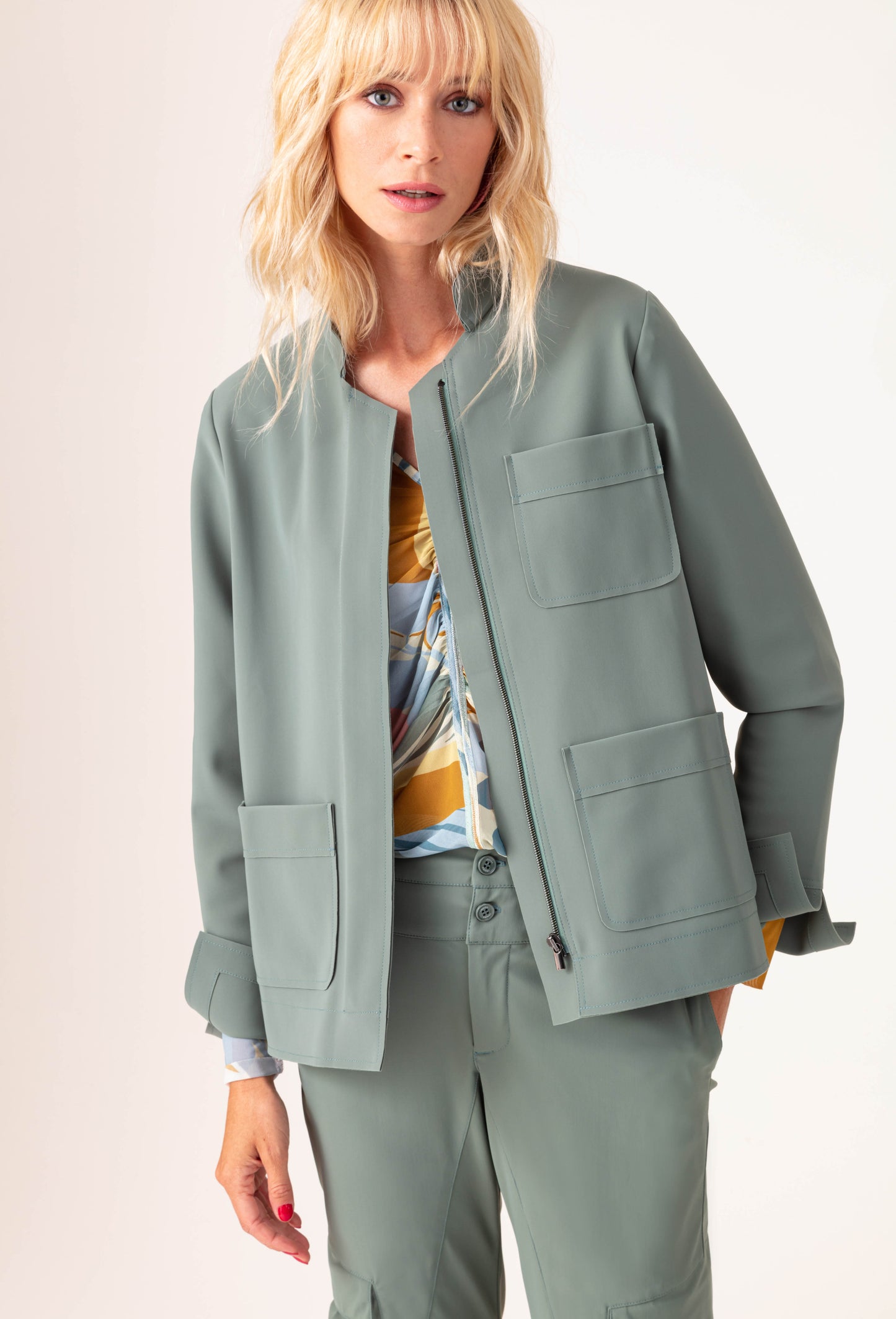 Veste Octavia argile en jersey technique 1