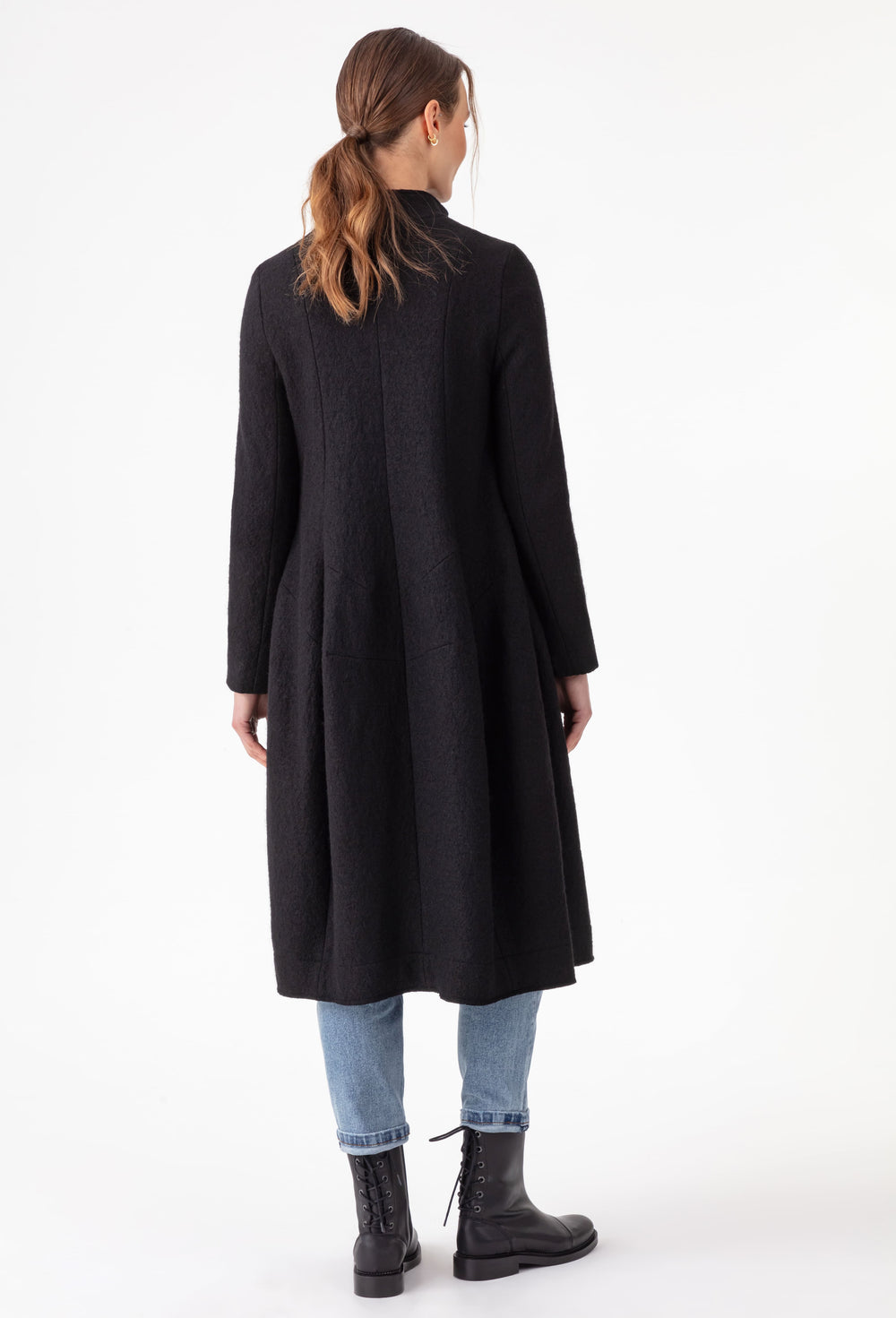 Manteau June en laine bouillie noire 4