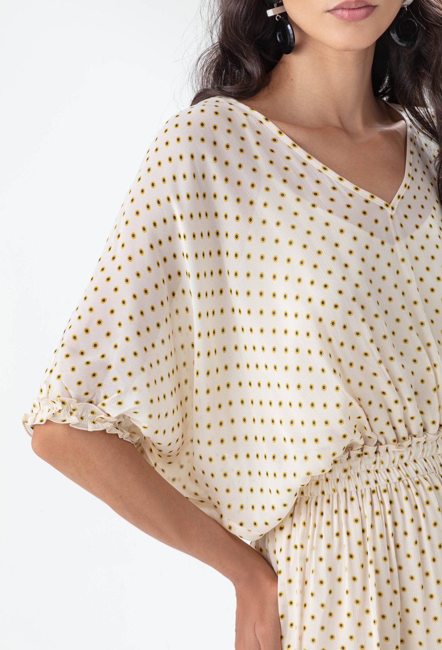 Robe Nuance écru à pois jaune et noir 2