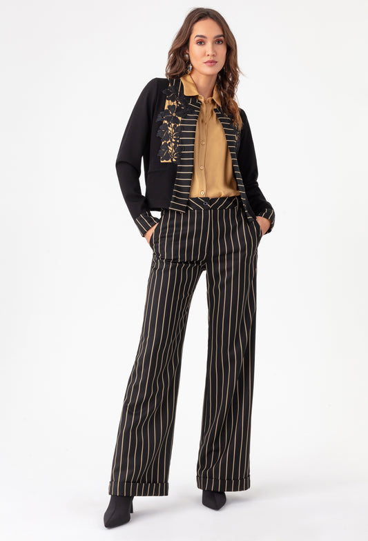 Pantalon wide Nour à rayures 1